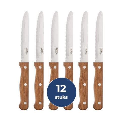 Steakmessen met ronde punt, Olympia, Bruin, 12 stuks