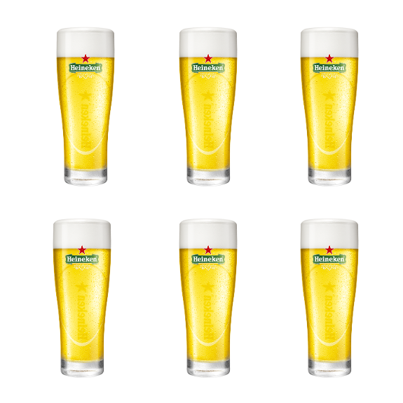 6x Heineken Ellipse Bierglazen 250ml