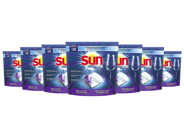 182x SUN Optimum All-in-1 Vaatwastabletten - 7x 26 tabletten