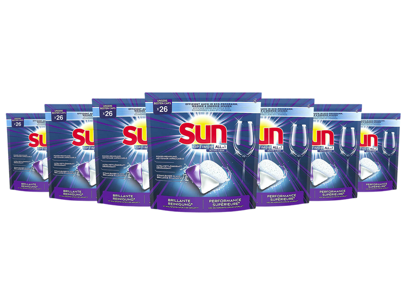 182x SUN Optimum All-in-1 Vaatwastabletten - 7x 26 tabletten