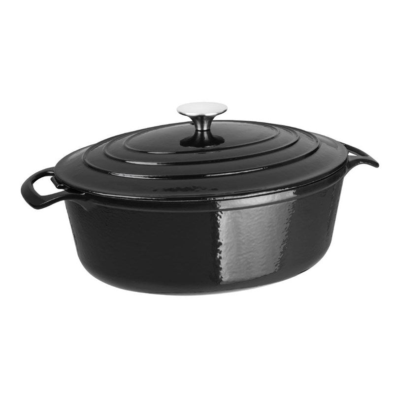 Vogue Ovale Braadpan, 5L, Gietijzer, Zwart, Alle Warmtebronnen