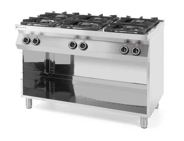 Gasfornuis Kitchen Line 6 pits, met ombouw, HENDI, Kitchen Line, 28,5kW, 1200x700x(H)900mm