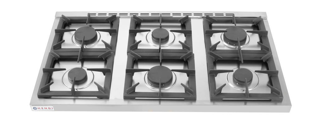 Gasfornuis Kitchen Line 6 pits, met ombouw, HENDI, Kitchen Line, 28,5kW, 1200x700x(H)900mm