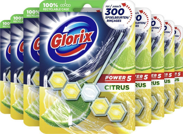 Glorix Power 5 Toiletblokken - Citroen - 9 stuks - Voordeelverpakking