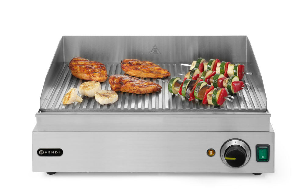 Bakplaat geribbeld, HENDI, Profi Line, geheel geribd, 230V/2400W, 550x420x(H)240mm
