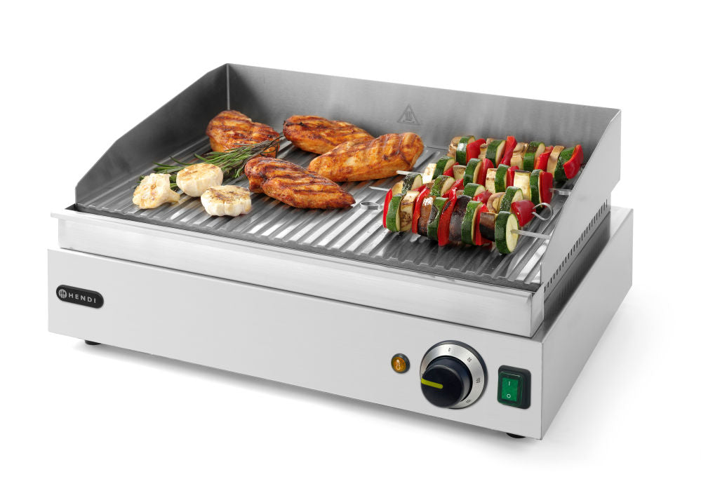 Bakplaat geribbeld, HENDI, Profi Line, geheel geribd, 230V/2400W, 550x420x(H)240mm