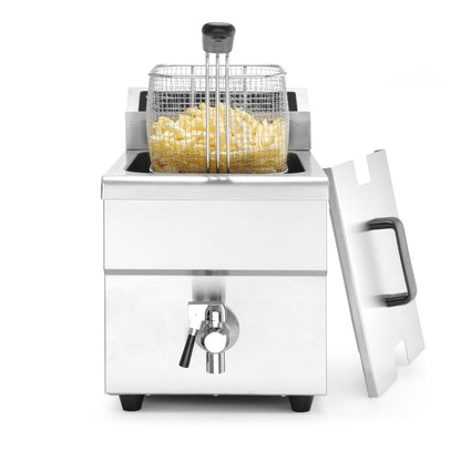 Inductie frituurpan met aftapkraan - 8 l, HENDI, 8L, Lichtgrijs, 230V/3500W, 290x485x(H)405mm