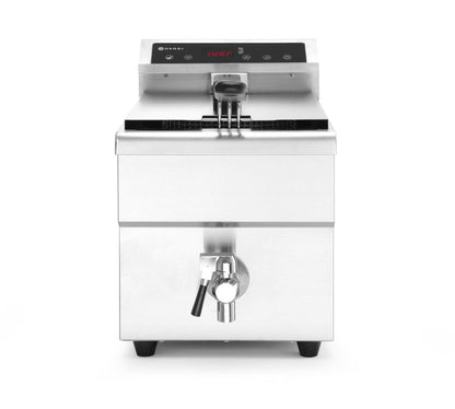 Inductie frituurpan met aftapkraan - 8 l, HENDI, 8L, Lichtgrijs, 230V/3500W, 290x485x(H)405mm