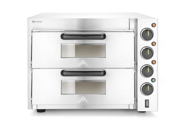 Pizza oven 2 kamers compact, HENDI, Zilver, 230V/3000W, 580x560x(H)435mm