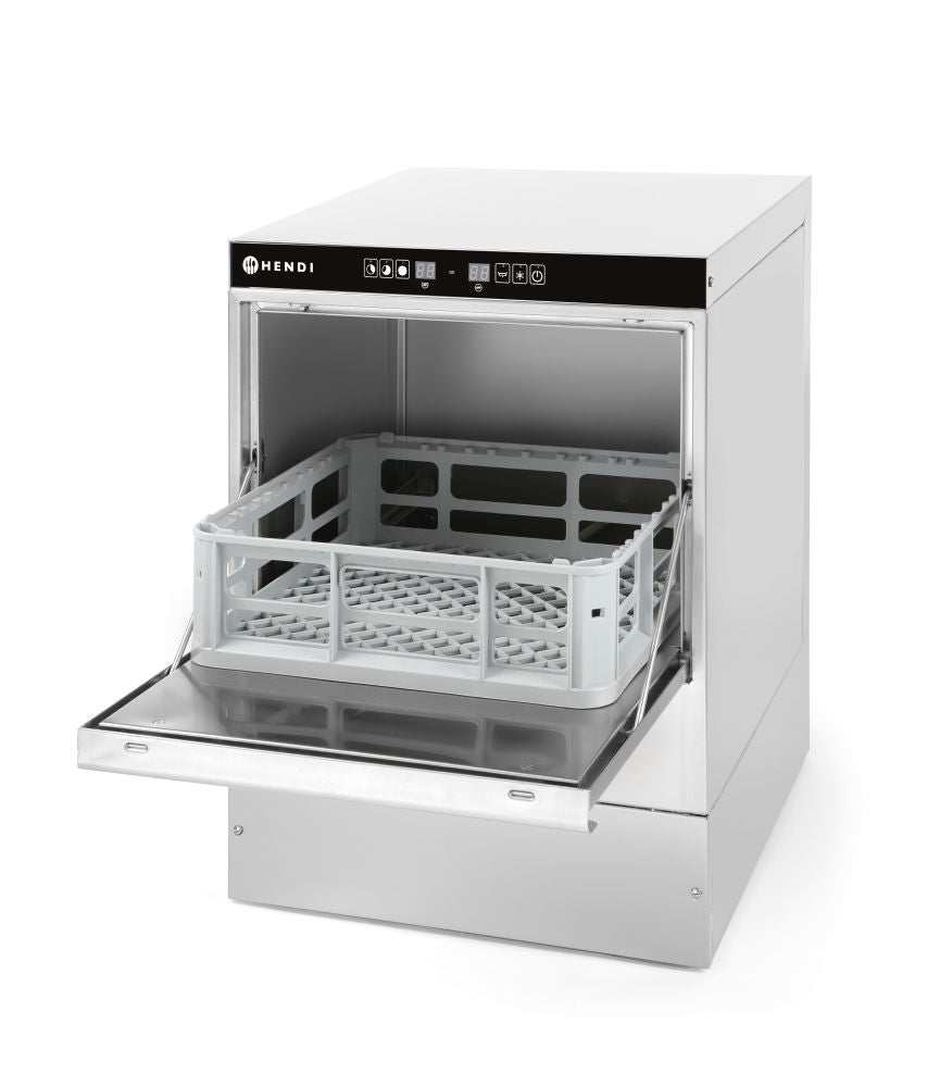 Glazen vaatwasser 40x40 - elektronische bediening, HENDI, met reinigingspomp, 230V/2800W, 510x470x(H)710mm