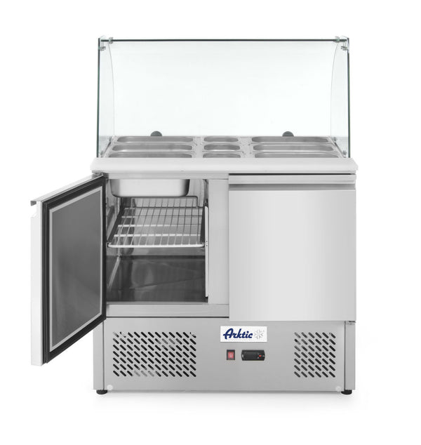 Saladette met 2 deuren en glazen vitrine 300L, Arktic, 230V/310W, 900x700x(H)1300mm