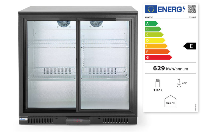 Barkoelkast glazen schuifdeuren 197L, Arktic, 220-240V/160W, 900x500x(H)900mm