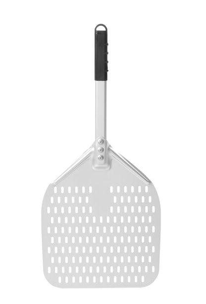 Pizzaschep vierkant geperforeerd met korte handgreep, HENDI, 300x660mm