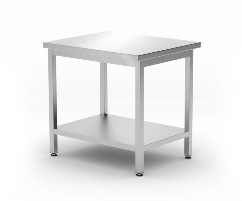 Centrale werktafel met een schap Budget Line – geschroefd, diepte: 600 mm, HENDI, Budget Line, 800x600x(H)850mm