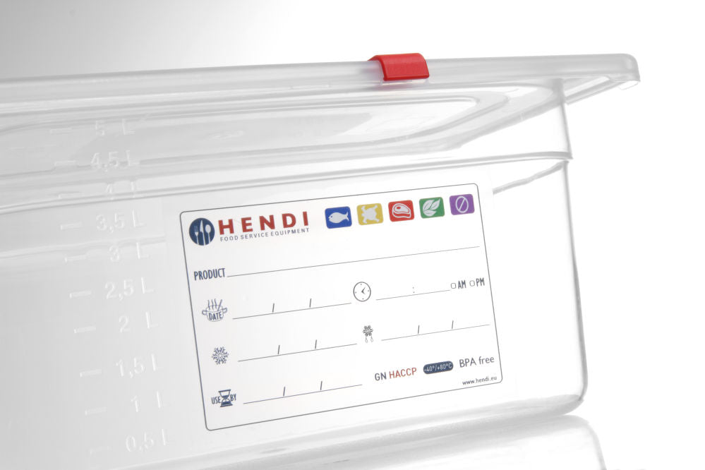 Voorraadbak HACCP GN 1/9, HENDI, GN 1/9, 0,6L, Transparant, 176x108x(H)65mm